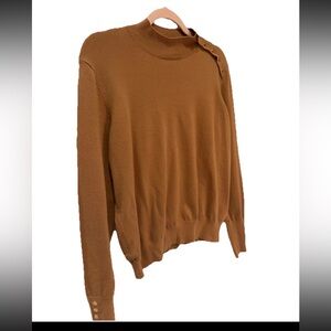 Skies Are Blue Brown Sweater With Gold Button Accent Size Large